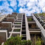 仰望大塊森鄰的複層陽(yáng)臺(tái)，藍(lán)天、綠意與建築交織的美好，一覽無(wú)遺。