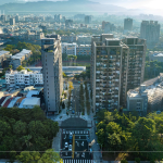 延伸開闢的「樂業(yè)一路」引入東光園道的綠意，串聯(lián)城市脈絡(luò)，以「縫合」意象將社區(qū)融入在地生活紋理之中。