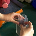 將一顆顆飽滿健康的紅豆，以容器固定成漂亮的長方體，就準備進入抽除空氣及封口的階段了。