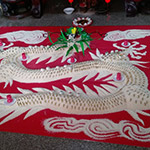 奉於寺廟內(nèi)，農(nóng)友用自家香米堆疊出的一尾神龍。