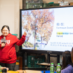 下半堂進行楓香果實手作課，透過老師的專業(yè)介紹下，了解大自然裡的生態(tài)與奧秘。