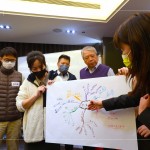 各小組交流分享，促進合作與腦力激盪，學(xué)習(xí)思考及問題分析的訣竅，整理出重要的觀點和結(jié)論。(圖右二為新業(yè)建設(shè)創(chuàng)辦人-穆椿松 先生)